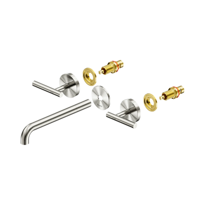 Nero Mecca Lever Wall Basin/Bath Set 220mm Spout Trim Kit Only Brushed Nickel