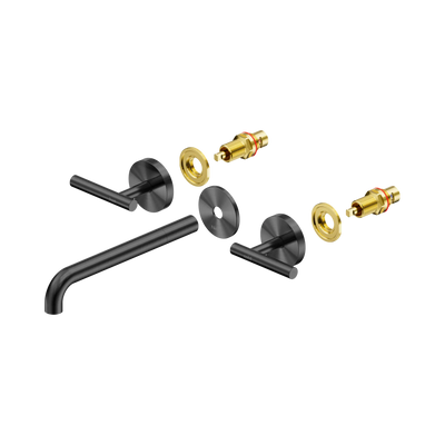 Nero Mecca Lever Wall Basin/Bath Set 220mm Spout Trim Kit Only Gun Metal