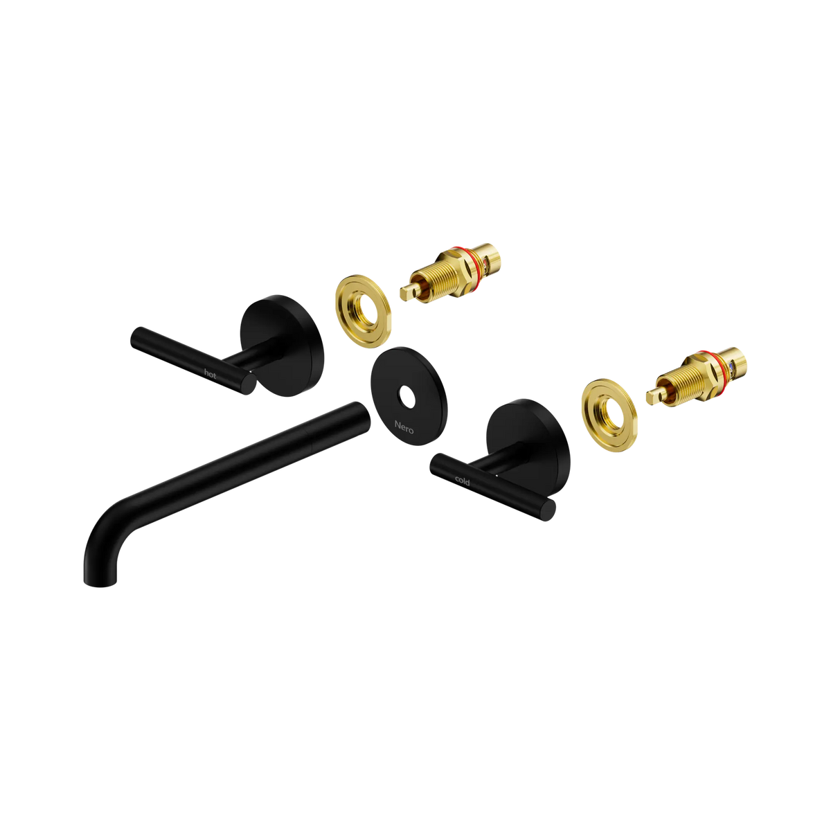 Mecca Lever Wall Basin/Bath Set 220mm Spout Trim Kit Only Matte Black