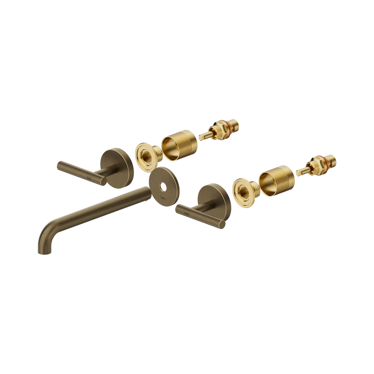 Mecca Lever Wall Basin/Bath Set 220mm Spout Trim Kit Only Tumbled Antique Brass