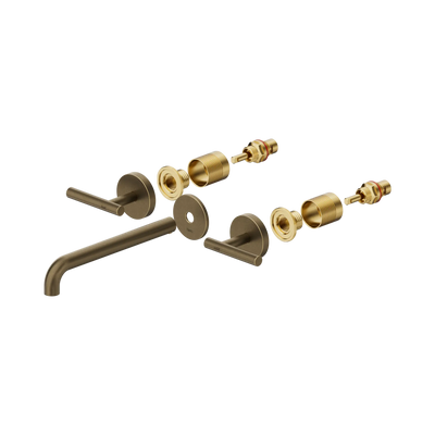 Nero Mecca Lever Wall Basin/Bath Set 220mm Spout Trim Kit Only Tumbled Antique Brass
