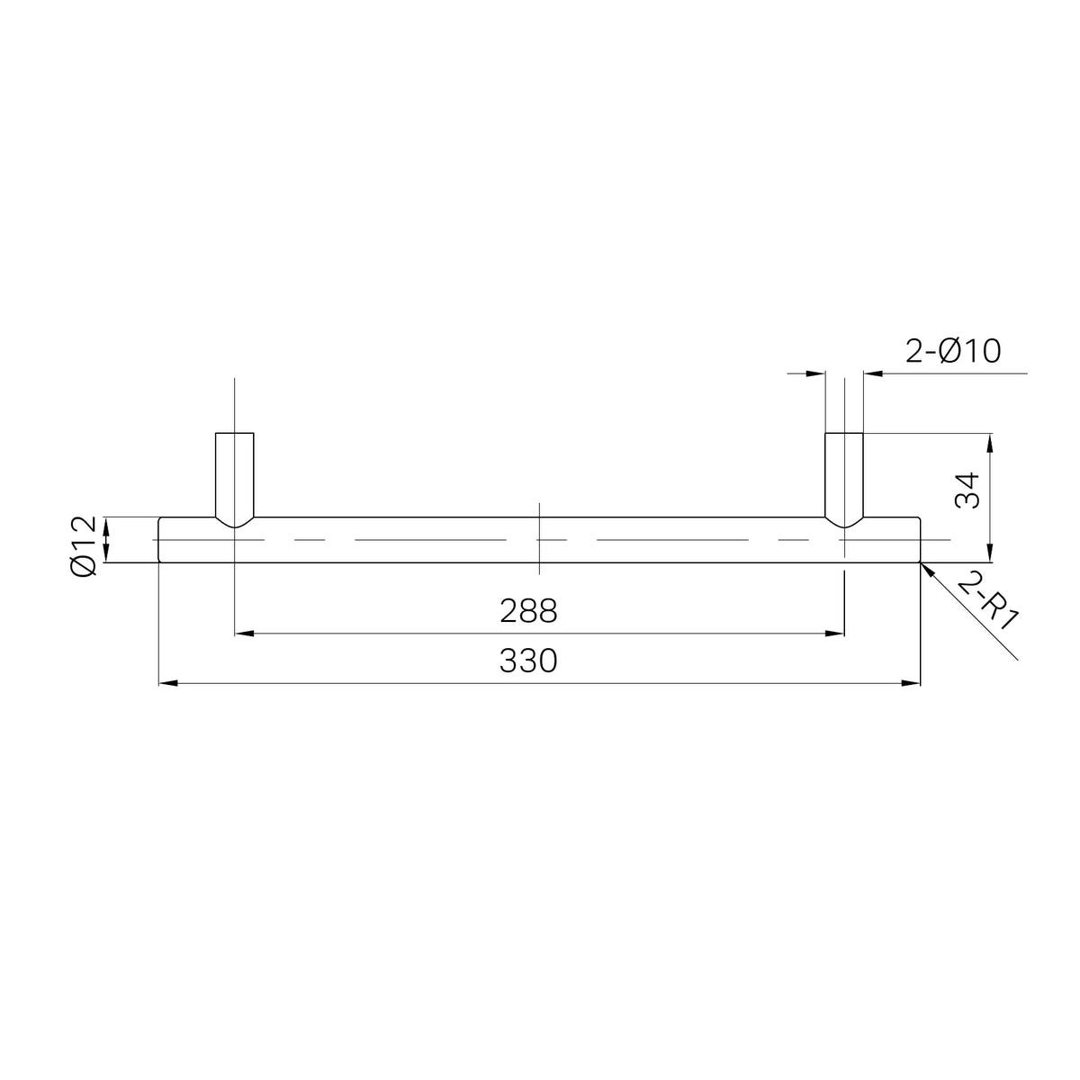 Mecca Pull Handle 330mm Rome Bronze