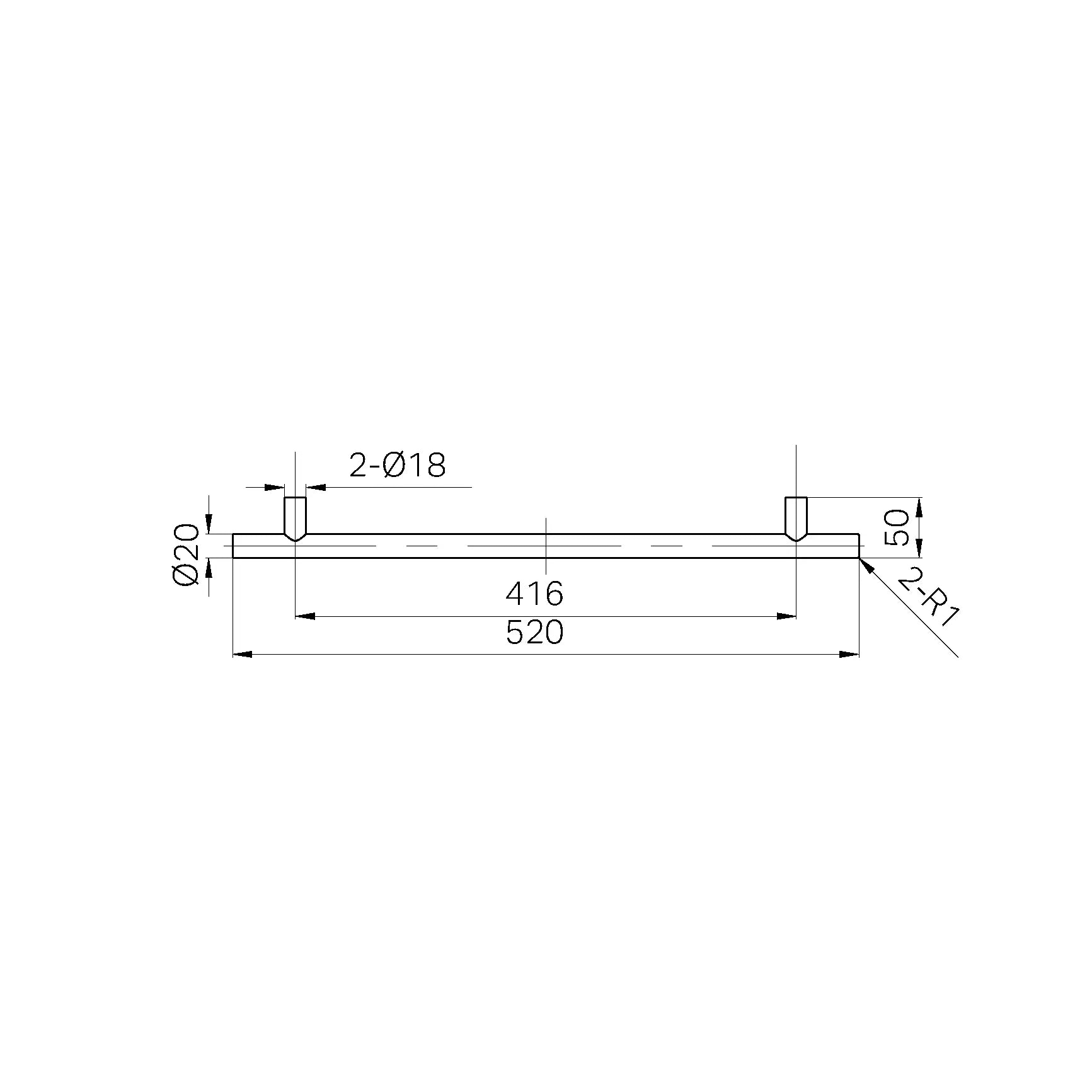 Nero Mecca Appliance Pull 520mm Tumbled Antique Brass