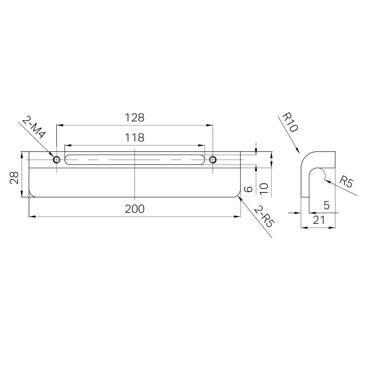 Bianca Pull Handle 200mm Brushed Nickel