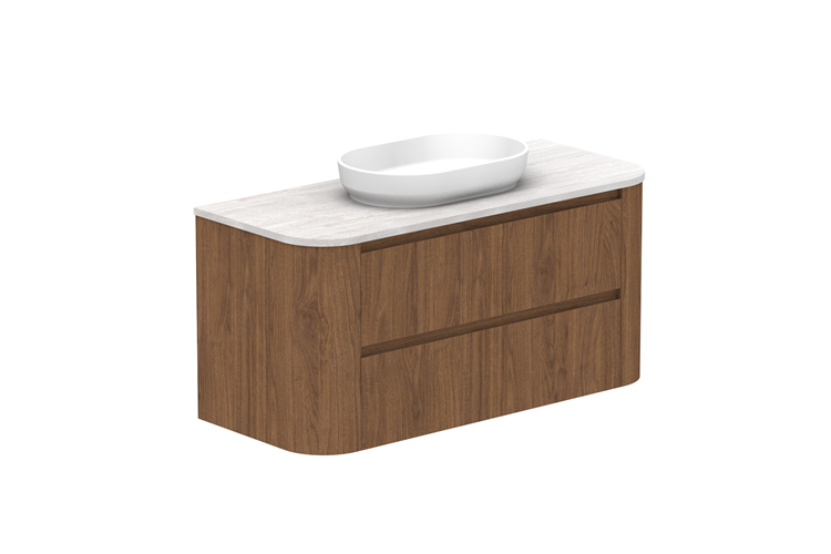 Adp Thea Curved Wall Hung Vanity Cherry Pie Benchtop