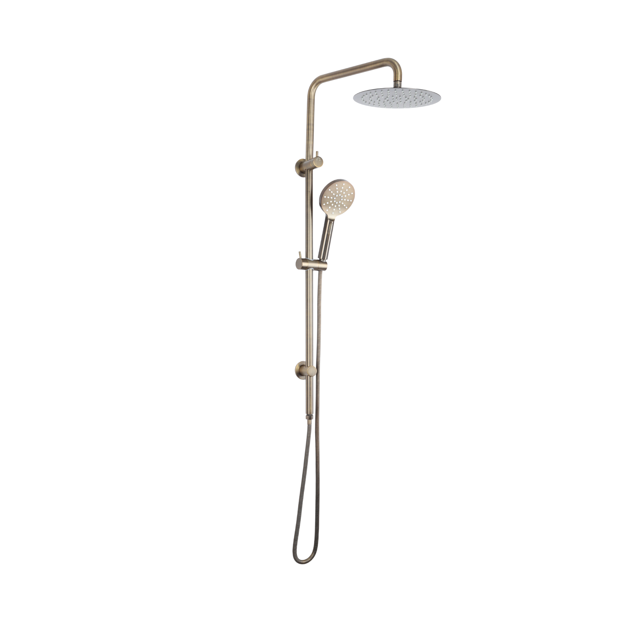 Mimi Cove Twin Rail Shower Antique Brass