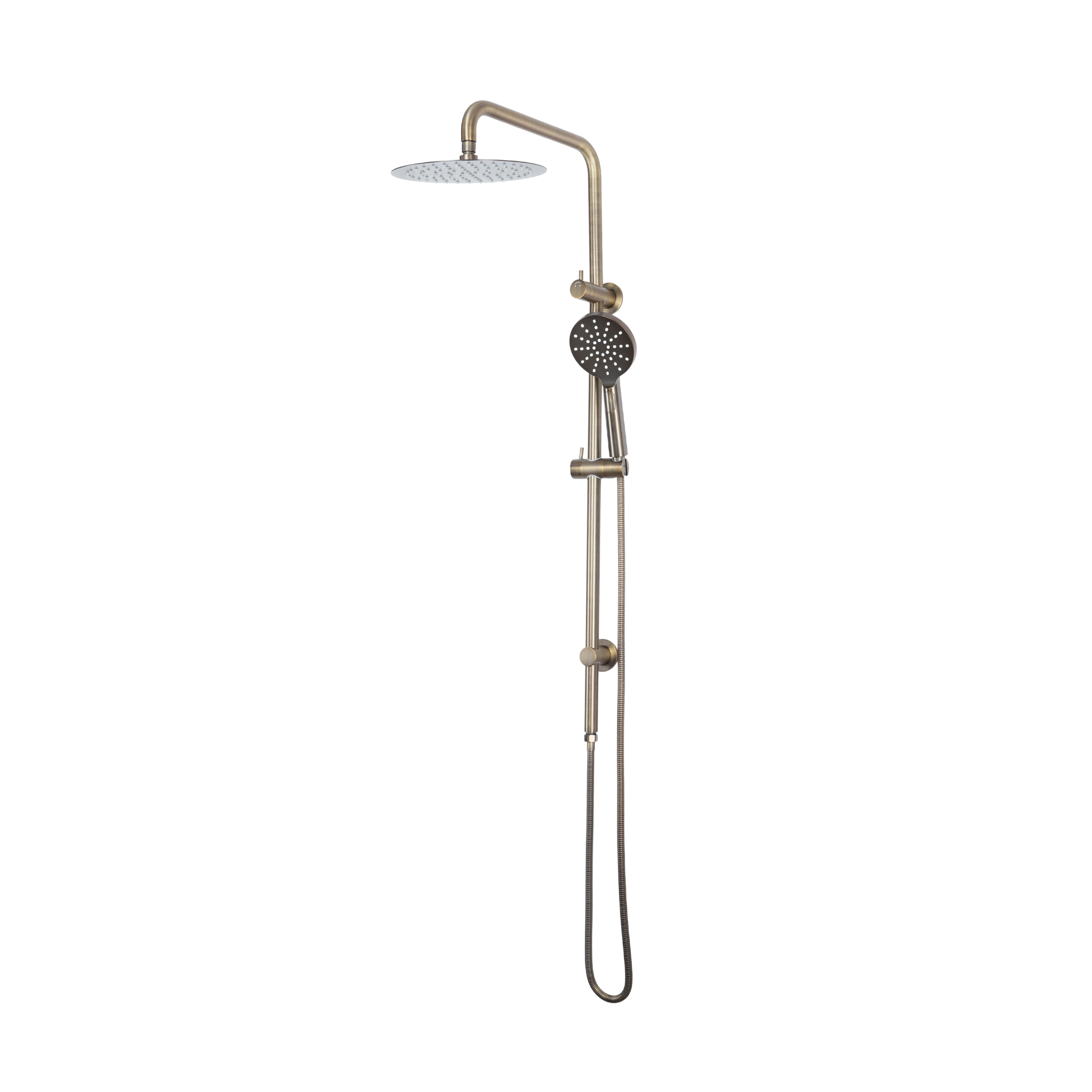 Mimi Cove Twin Rail Shower Antique Brass