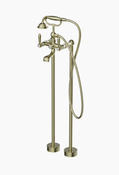 Nero York Free Standing Bath Set with Metal Hand Shower