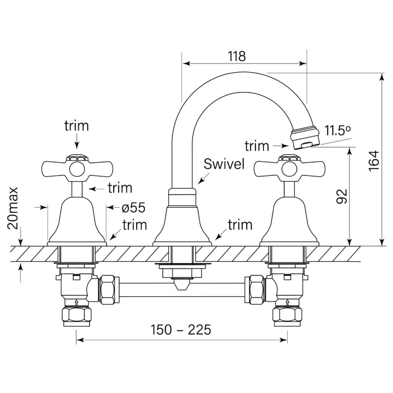 Faucet Strommen Cascade Basin Set Cross