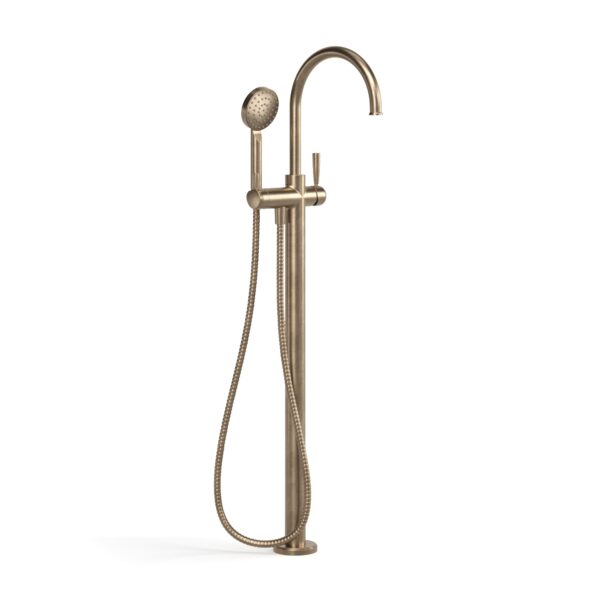 Faucet Strommen Bremont Floor Bath Mixer Curve With 90Rnd Handshower