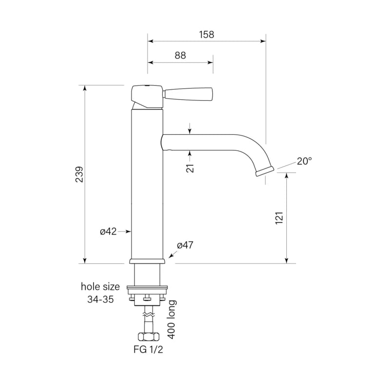 Faucet Strommen Bremont Basin Mixer Mid 133H