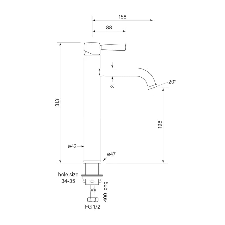 Faucet Strommen Bremont Basin Mixer Curve 208H