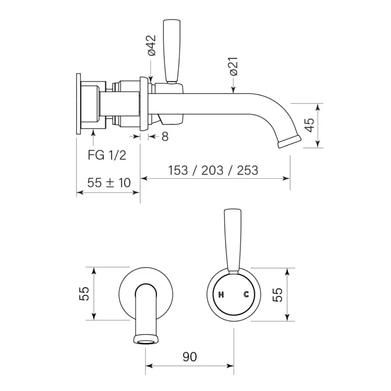 Faucet Strommen Bremont Wall Basin Mixer Set 150