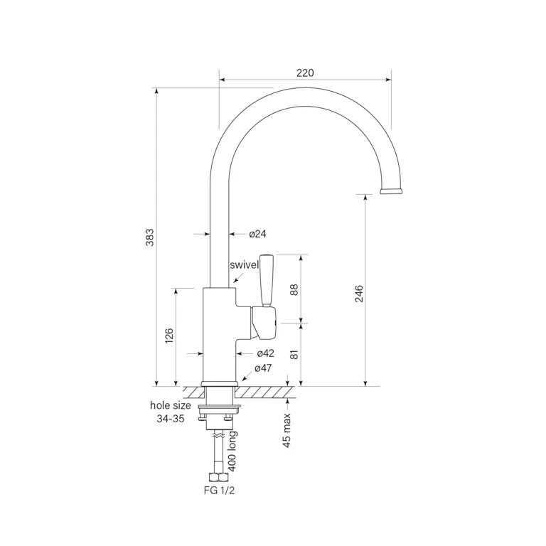 Faucet Strommen Bremont Sink Mixer Curve 220