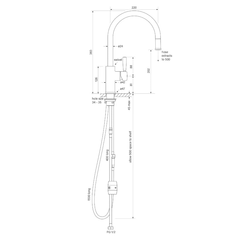 Faucet Strommen Bremont Sink Mixer Curve Pull Out