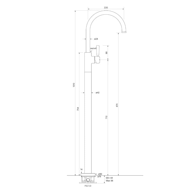 Faucet Strommen Bremont Floor Bath Mixer Curve