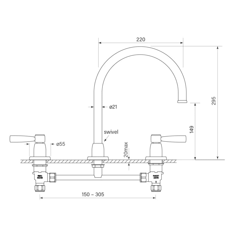 Faucet Strommen Bremont Lever Spa Set Hob