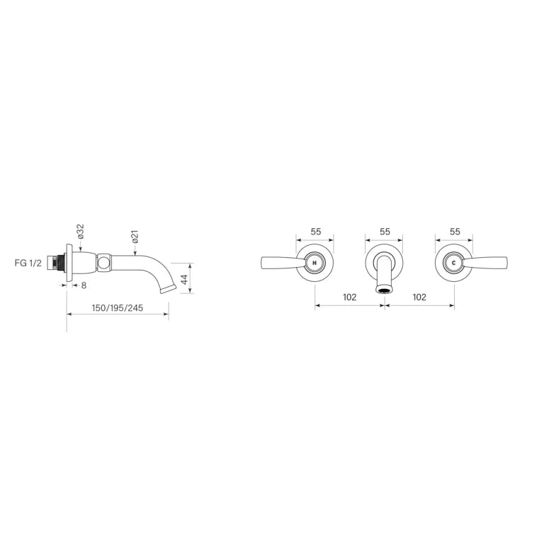 Faucet Strommen Bremont Lever Wall Bath Set 200