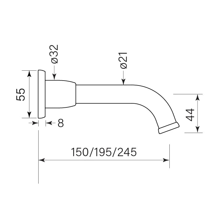 Faucet Strommen Bremont Wall Basin Spout 150