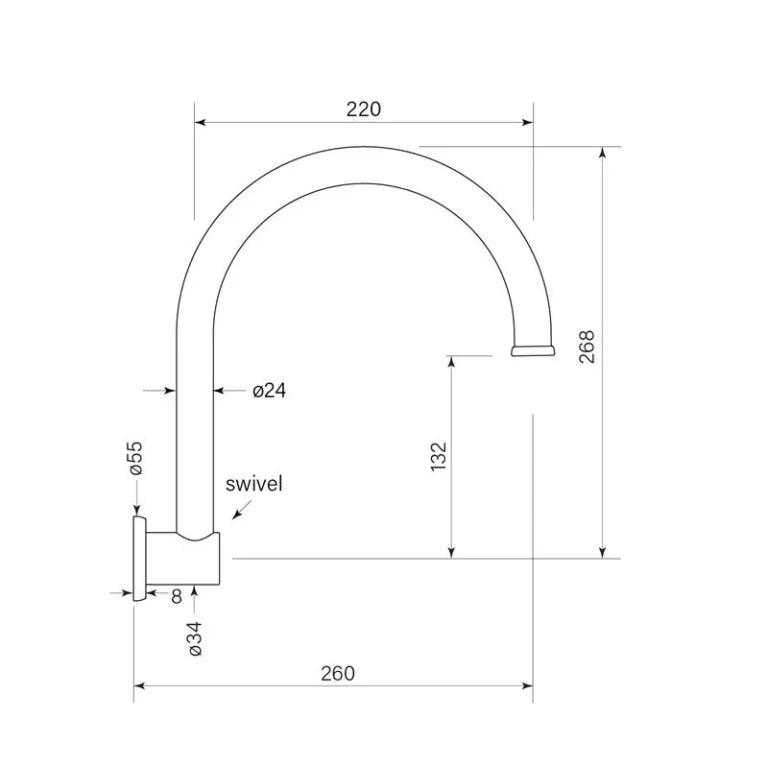 Faucet Strommen Bremont Wall Sink Spout Swivel 260