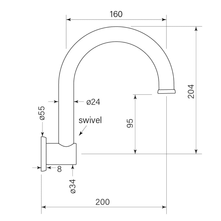 Faucet Strommen Bremont Wall Sink Spout 200 Swivel