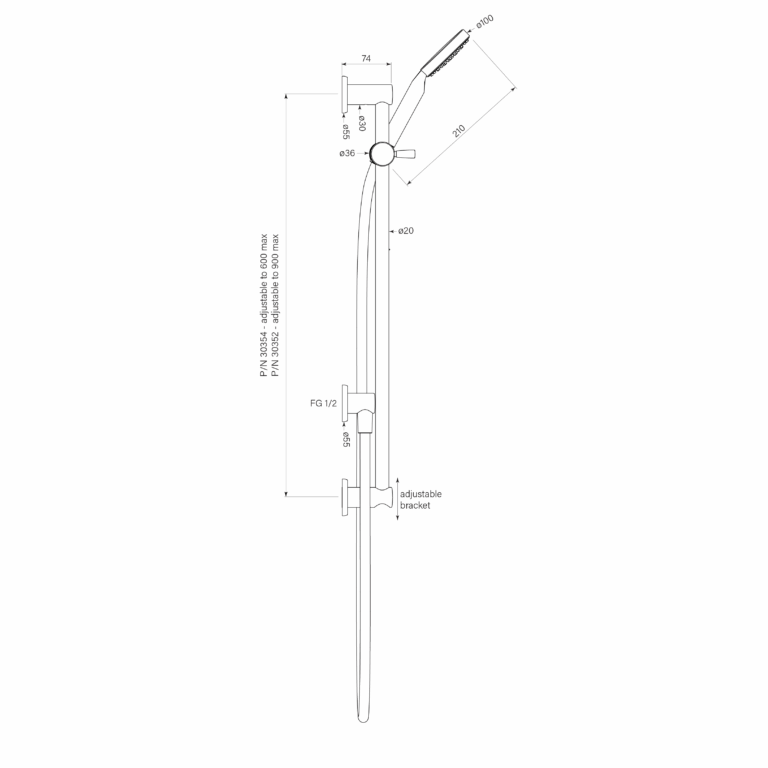 Faucet Strommen Bremont Slide Shower Adjust 600 Rnd 900