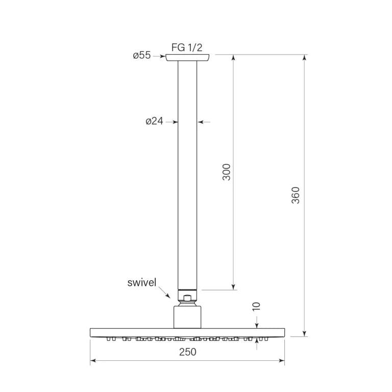 Faucet Strommen Bremont Overhead Shower, 300 Cdrop 250head