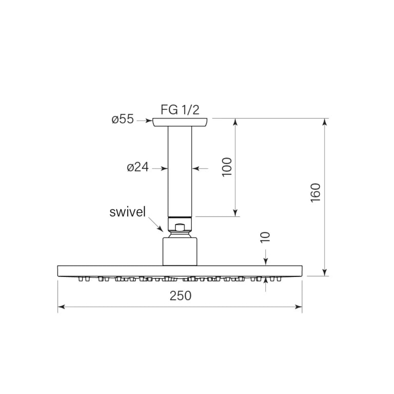 Faucet Strommen Bremont Overhead Shower, 100 Cdrop 250head