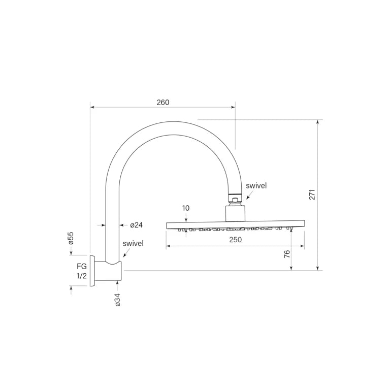 Faucet Strommen Bremont Overhead Shower, HCurve 250head
