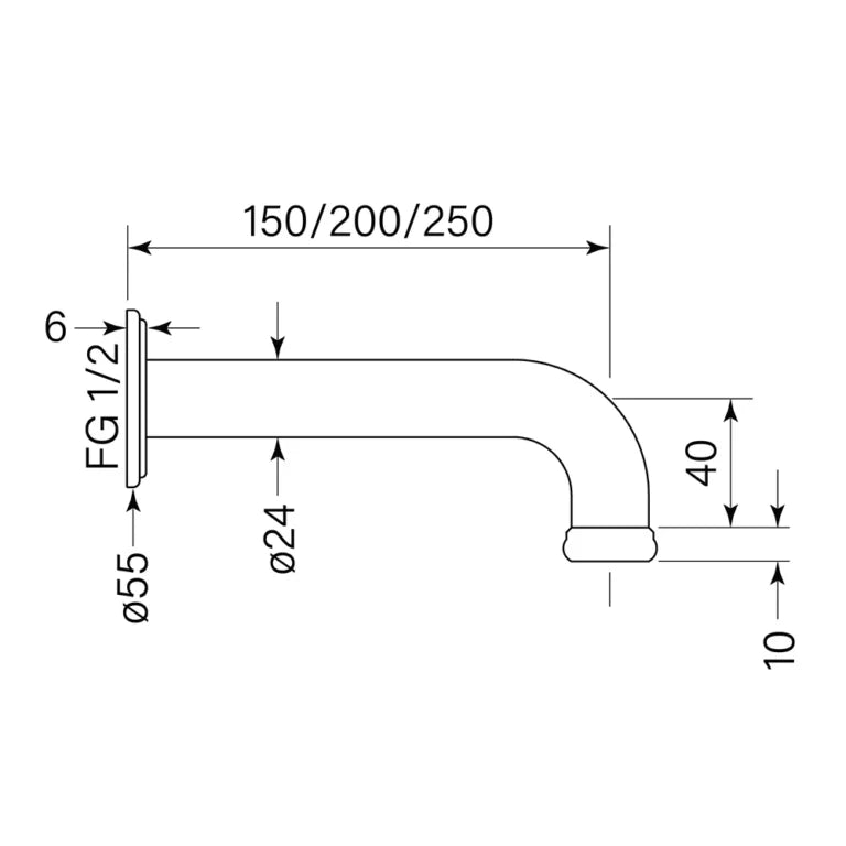 Faucet Strommen Cascade Wall Bath Spout 250