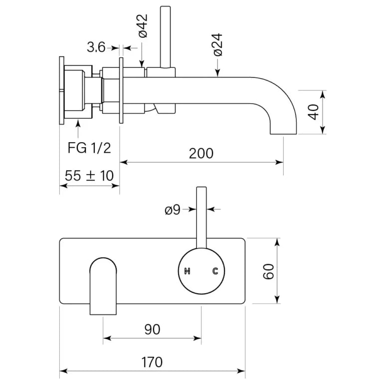 Faucet Strommen Pegasi M Back Plate Bath Mixer 200