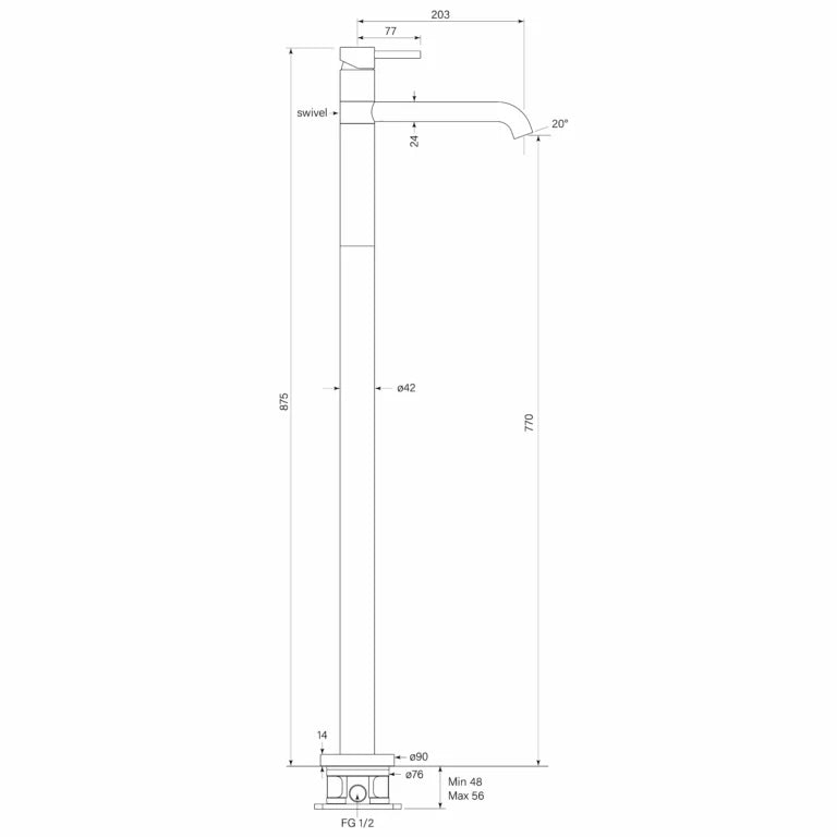 Faucet Strommen Pegasi Floor Bath Mixer