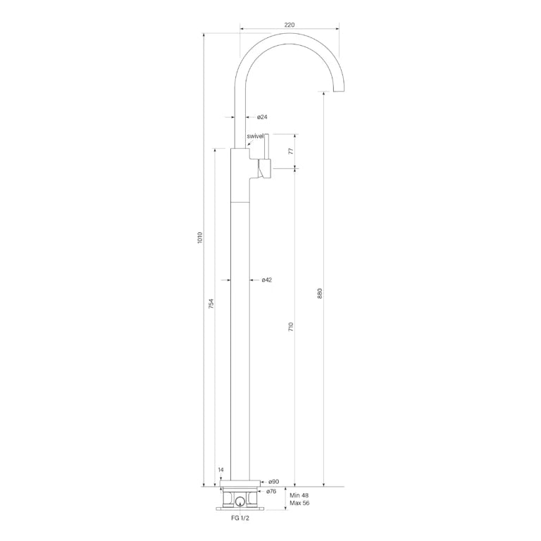 Faucet Strommen Pegasi Floor Bath Mixer Curve
