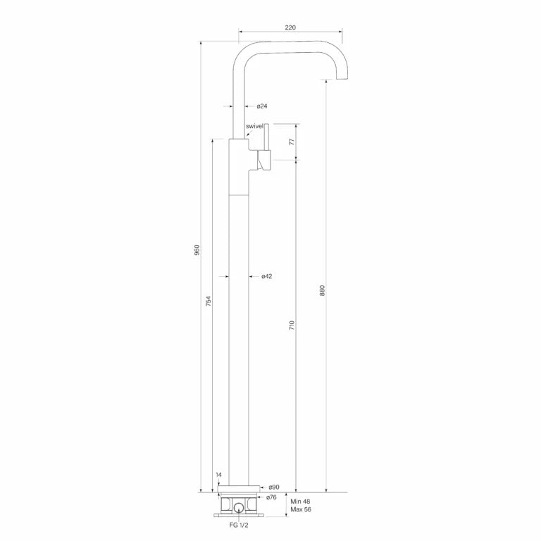 Faucet Strommen Pegasi Bath Mixer Square