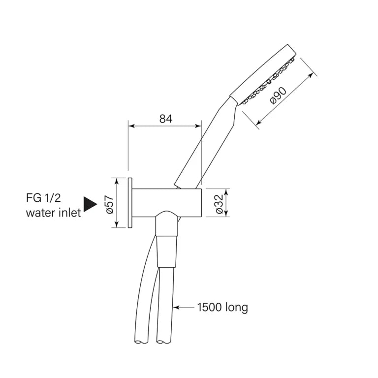 Faucet Strommen Bremont Hand Shower on Adjustable Hook, 90Rnd