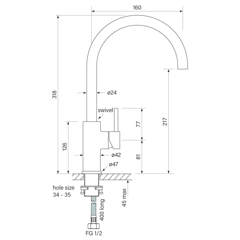 Faucet Strommen Pegasi M Sink Mixer Curve 160