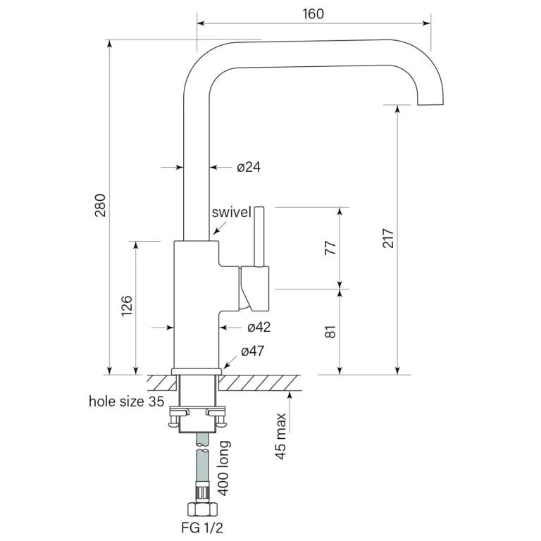 Faucet Strommen Pegasi M Sink Mixer Square 160