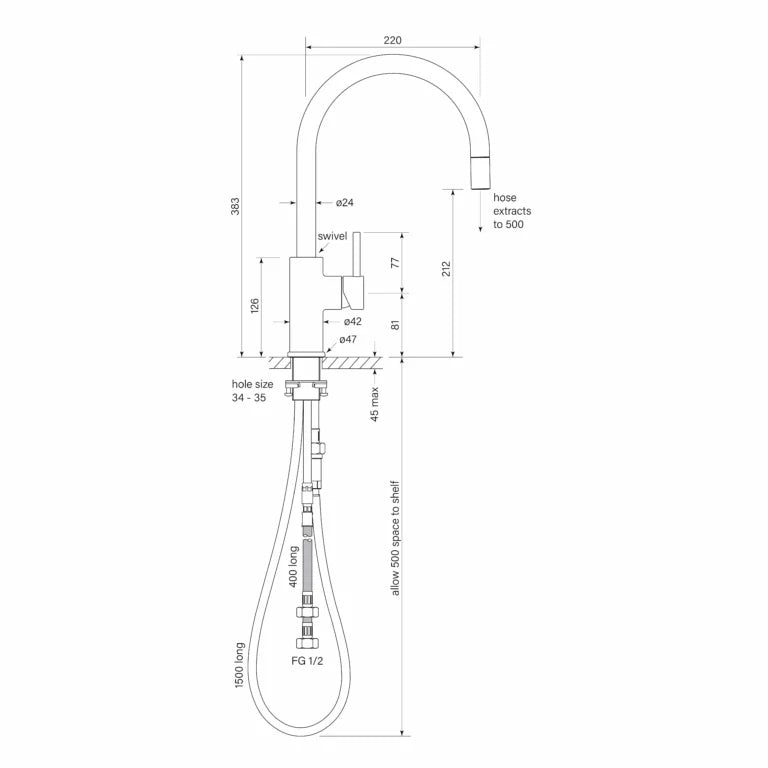 Faucet Strommen Pegasi M Sink Mixer Curve Pull Out