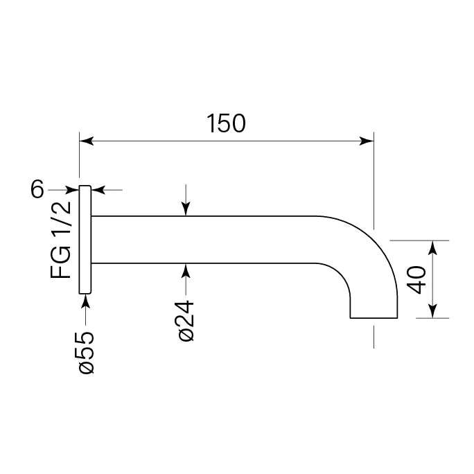 Faucet Strommen Pegasi Wall Bath Spout 150