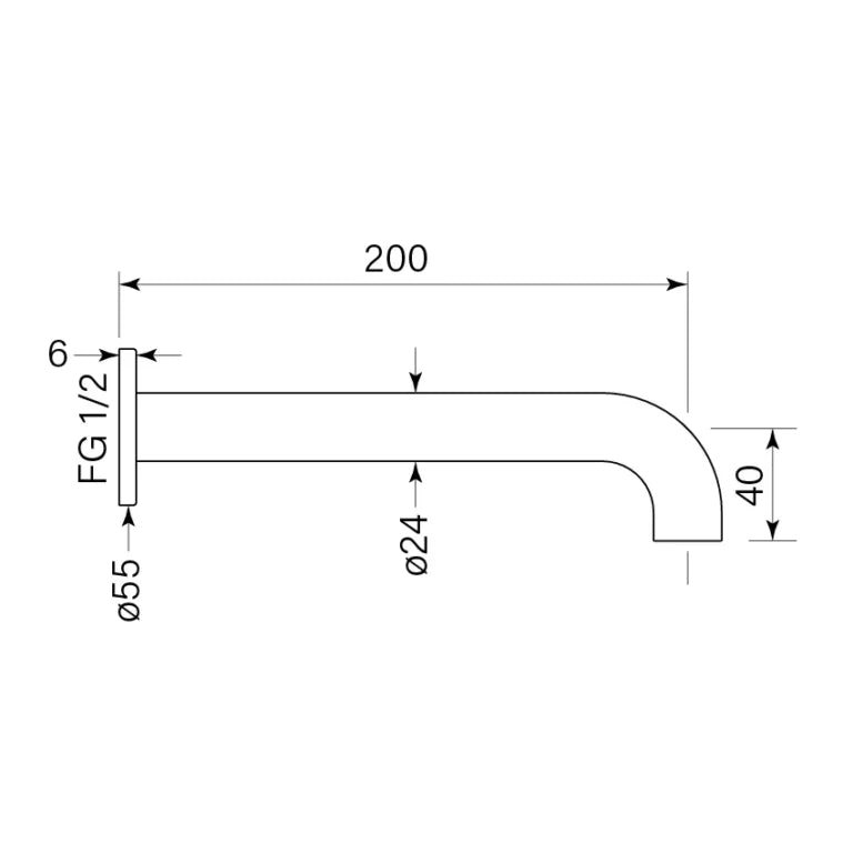 Faucet Strommen Pegasi Wall Basin Spout 200