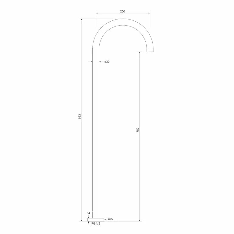 Faucet Strommen Pegasi Floor Bath Spout Curve