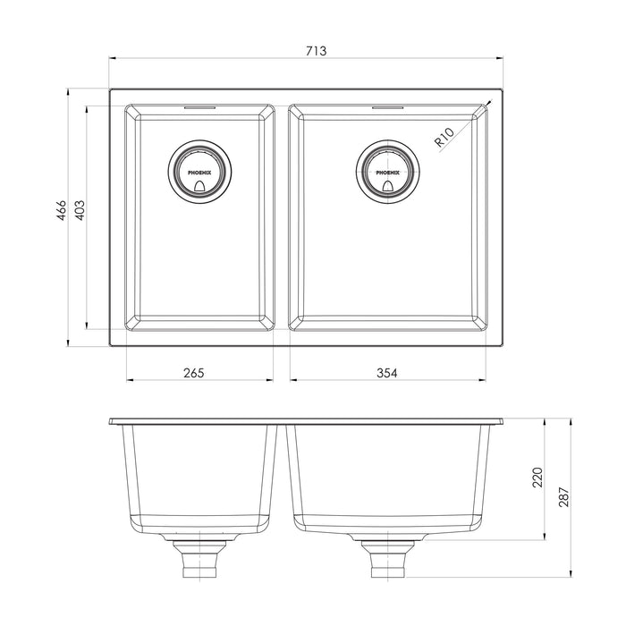 5000 Series 1 and 3/4 Right Hand Bowl Sink