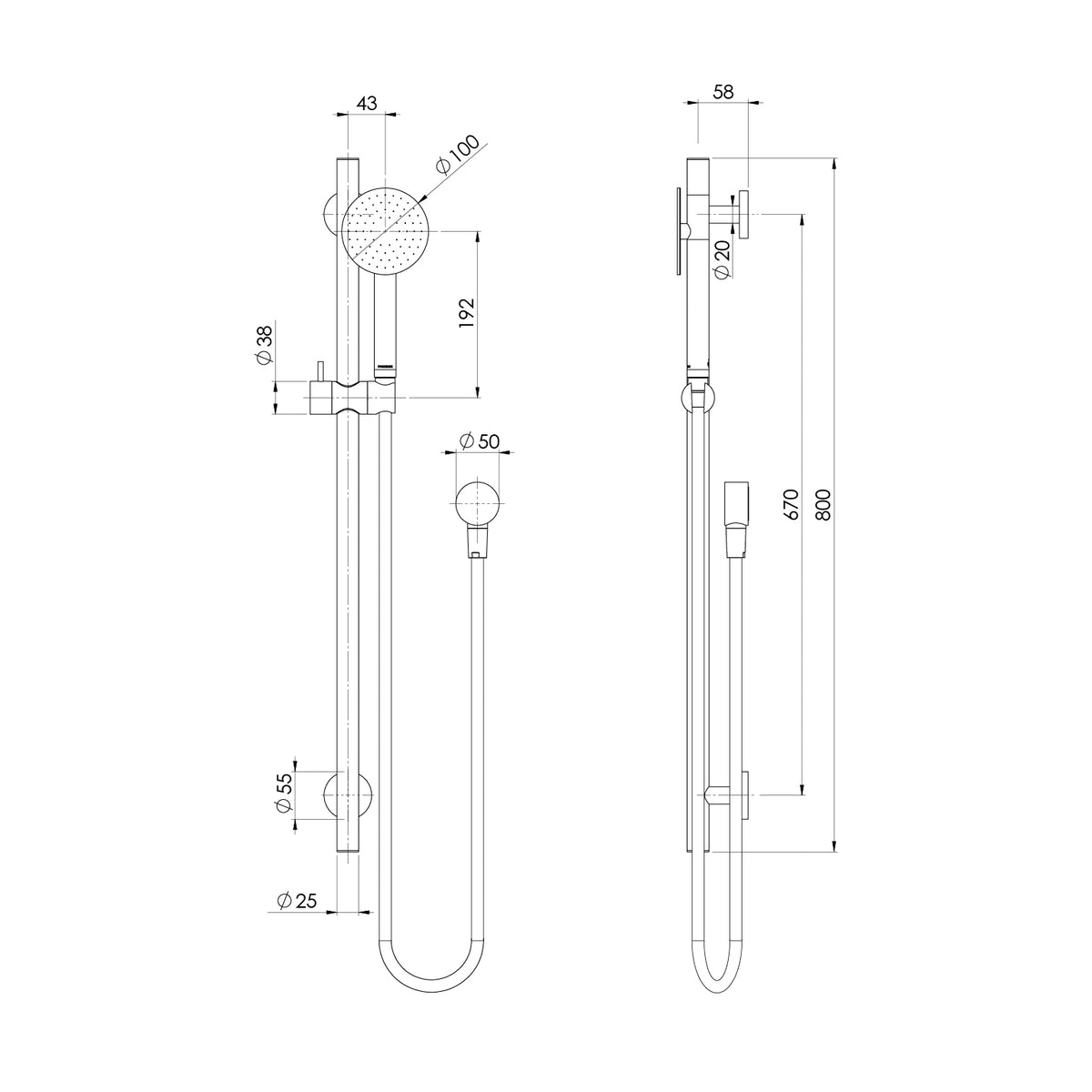 Vivid Slimline SS 316 Rail Shower - Stainless Steel