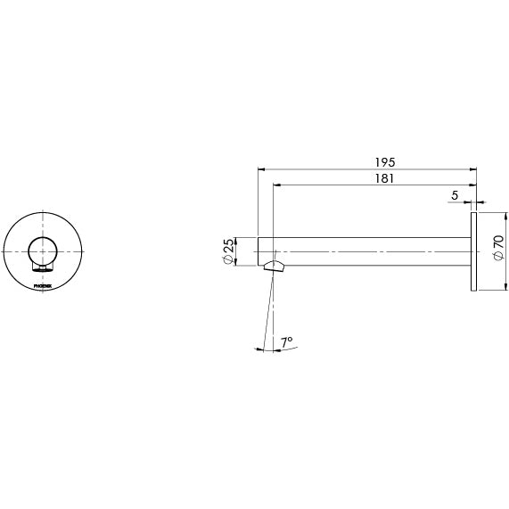 Vivid Slimline SS 316 Wall Basin / Bath Outlet 180mm – Lead Free - Stainless Steel