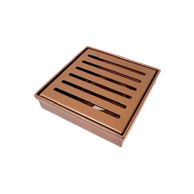 Radiant Square Slotted Floor Grate (Brushed Bronze) 100mm x 100mm (38mm Outlet)