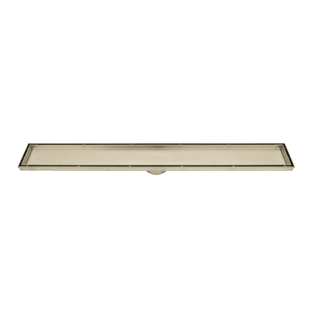 Linear Tile Insert Floor Grate (WARM Brushed Nickel) 100mm x 900mm (74mm Outlet)