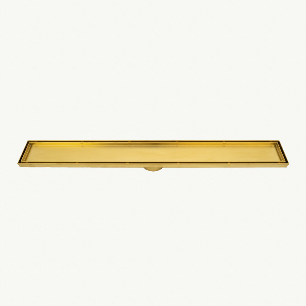 Linear Tile Insert Floor Grate (Brushed Gold) 100mm x 900mm (74mm Outlet)