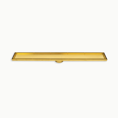 Radiant Linear Tile Insert Floor Grate (Brushed Gold) 100mm x 800mm (74mm Outlet)