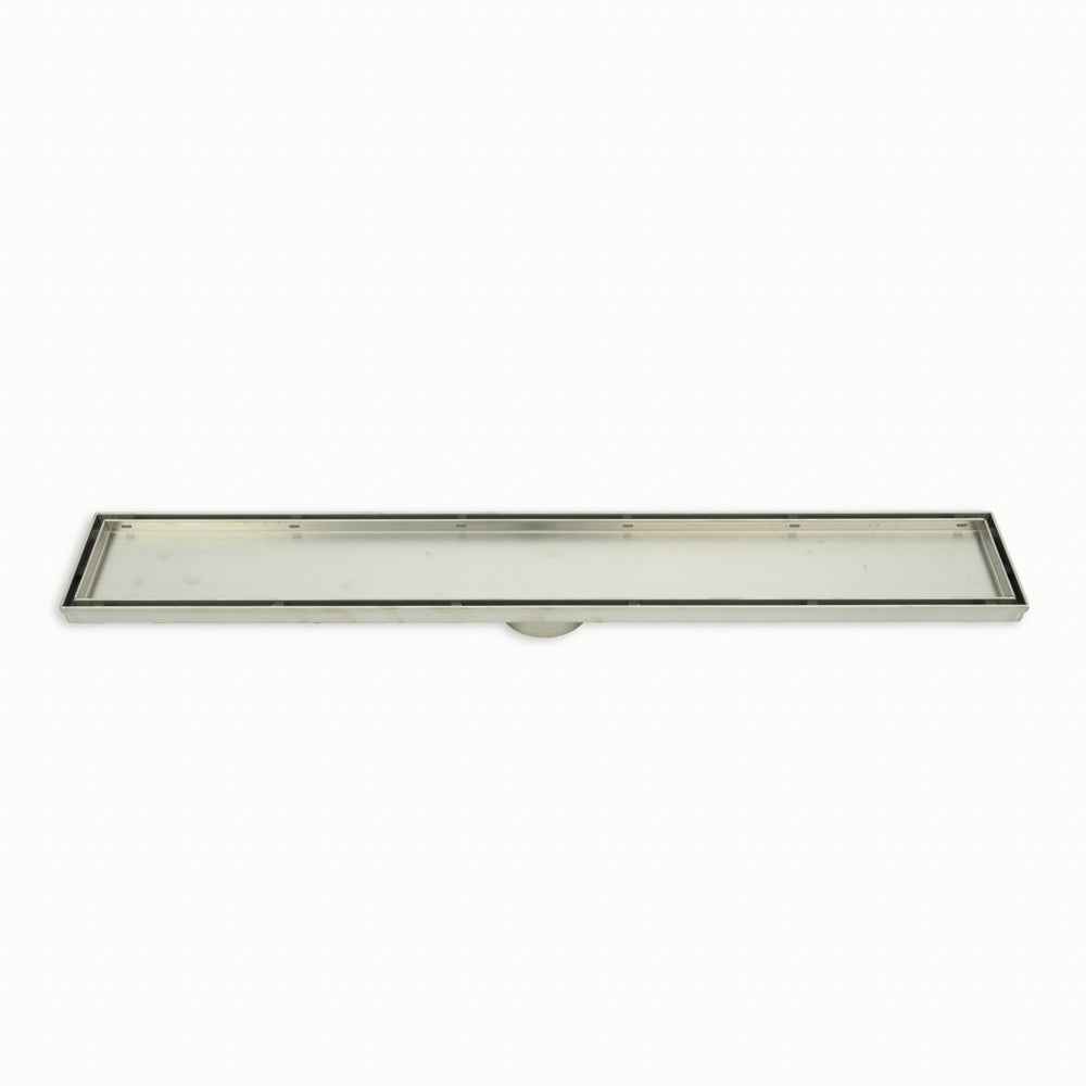 Linear Tile Insert Floor Grate (Brushed Satin) 100mm x 700mm (74mm Outlet)