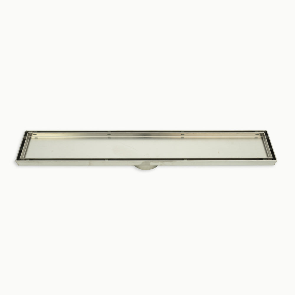 Linear Tile Insert Floor Grate (Brushed Satin) 100mm x 600mm (74mm Outlet)